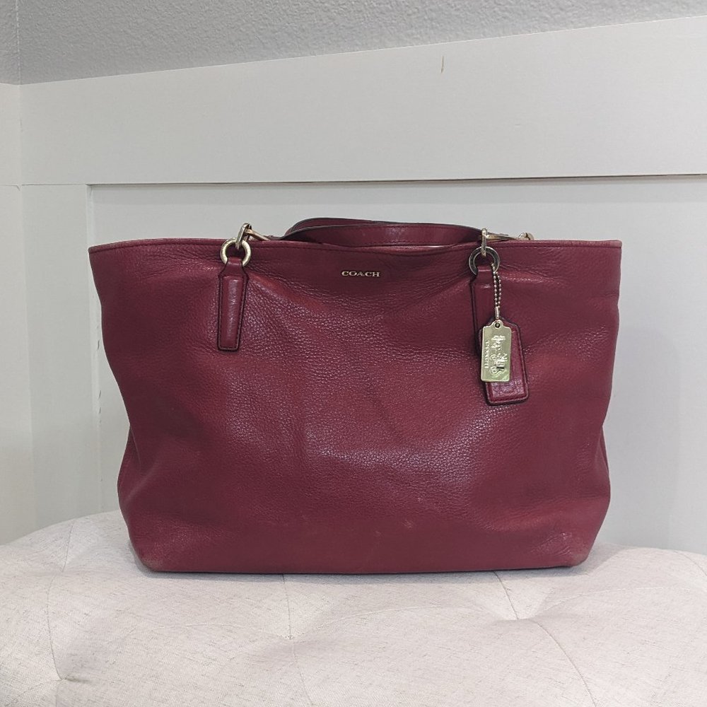 Red Coach Shoulder Tote Purse
